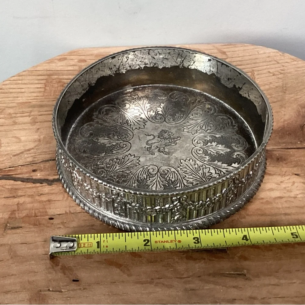 🔵 Vintage - Made In Japan - Silver Plate Wine Bottle Coaster - Candle Holder
